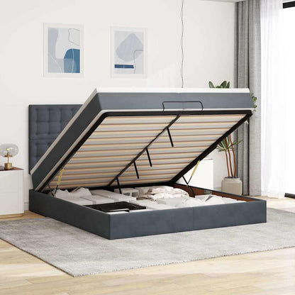 Osmanský Rám Postele S Matracemi 100X200Cm Samet Tmavě Šedá