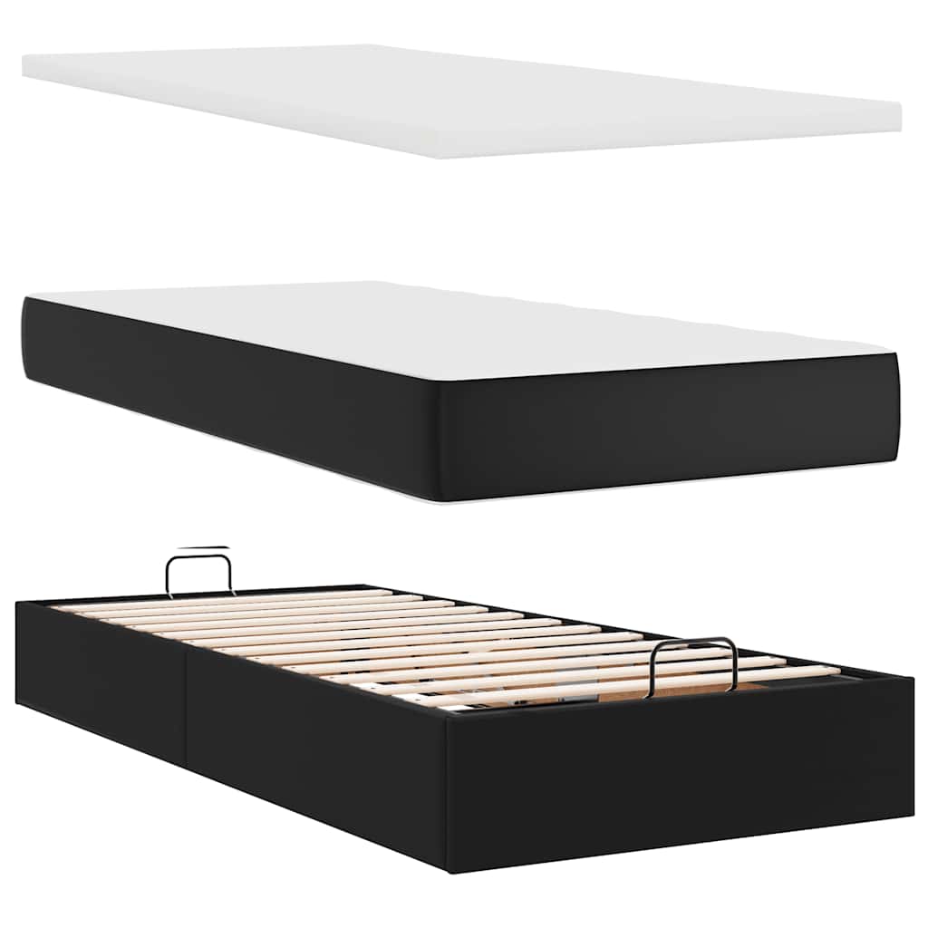 Osmanský Rám Postele S Matracíes Černá 160X200Cm Umělá Kůže