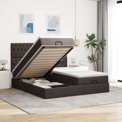 Osmanský Rám Postele S Matrací Černá 160X200Cm Textil
