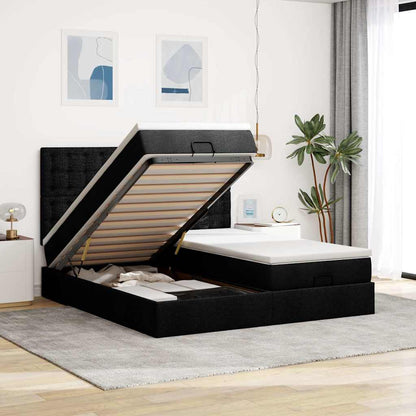 Osmanský Rám Postele S Matrací Černá 160X200Cm Textil