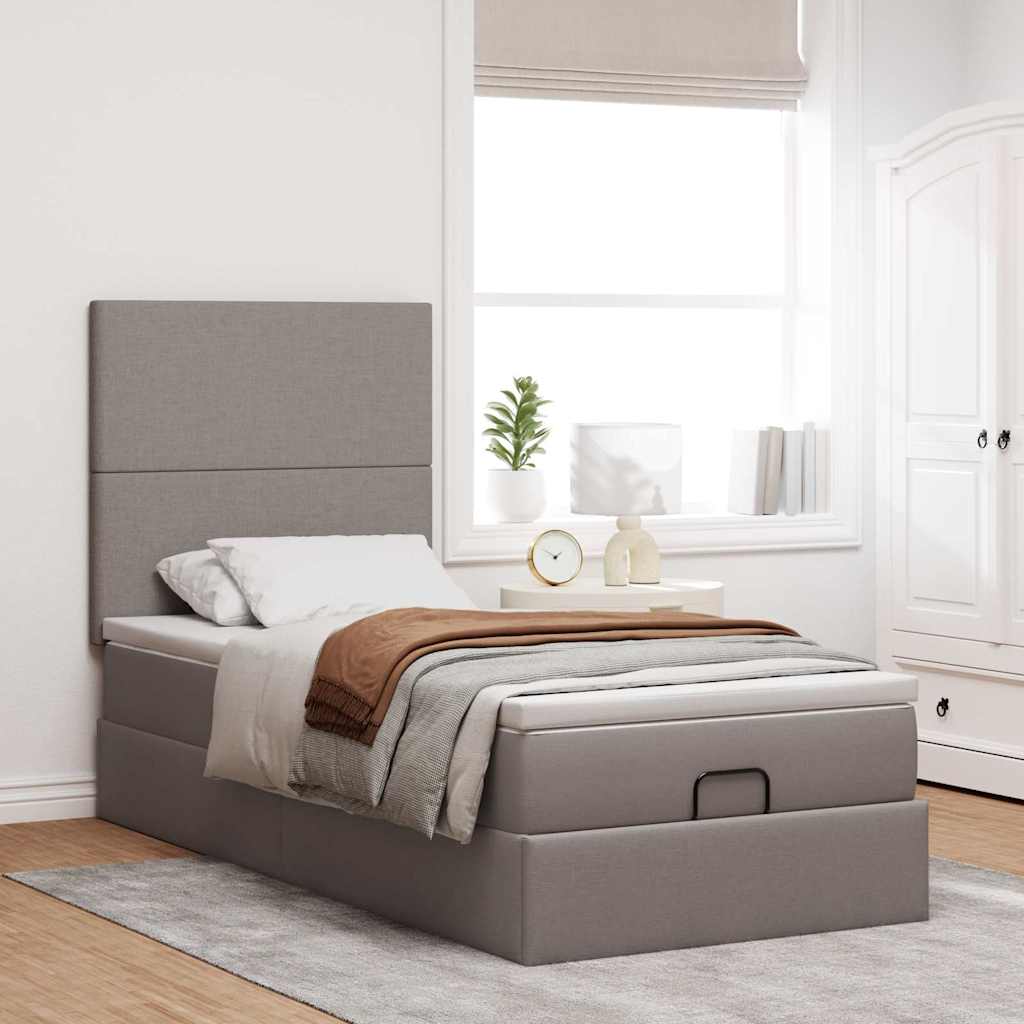 Osmanský Rám Postele S Matrací 90X190Cm Textil Taupe