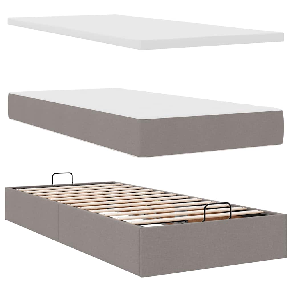 Osmanský Rám Postele S Matrací 90X190Cm Textil Taupe