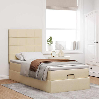 Osmanský Rám Postele S Matrací Krémově 100X200Cm Textil Krémová