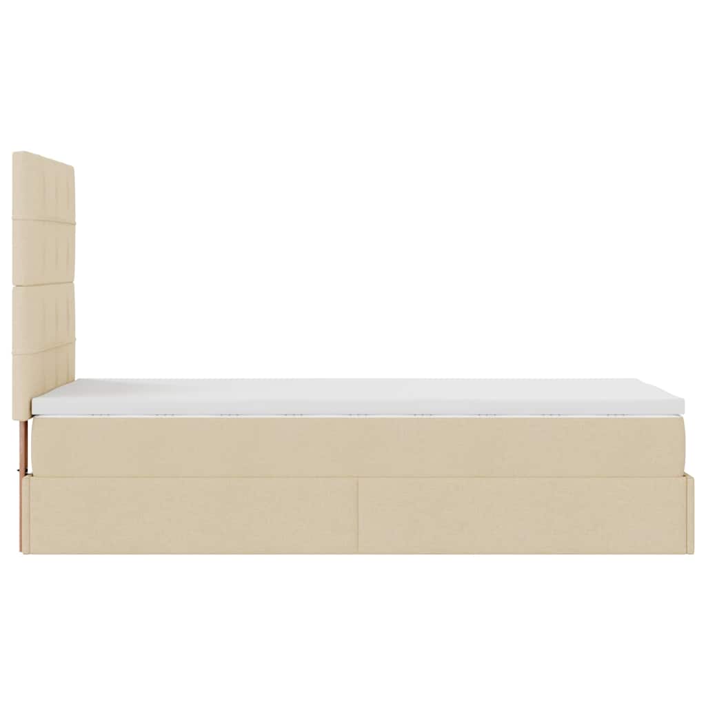 Osmanský Rám Postele S Matrací Krémově 100X200Cm Textil Krémová