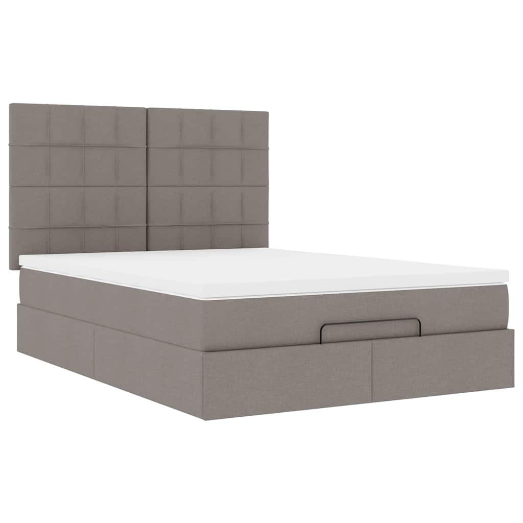 Osmanský Rám Postele S Matrací Taupe 140X190Cm Textil