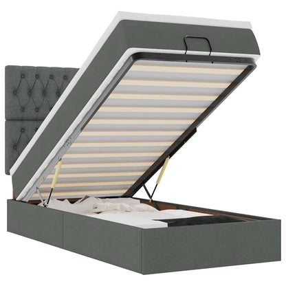 Osmanský Rám Postele S Matrací 90X190Cm Textil Tmavě Šedá