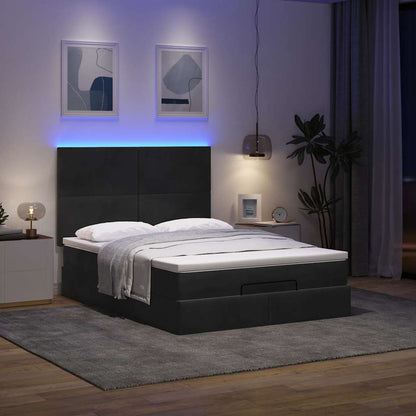 Osmanský Rám Postele S Matracemi Černá 140X200Cm Samet