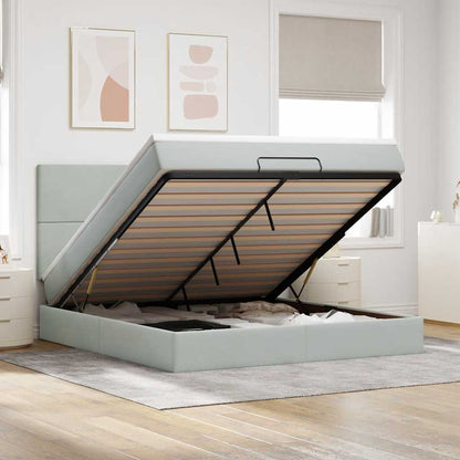 Osmanský Rám Postele S Matracemi 100X200Cm Samet Světle Šedá