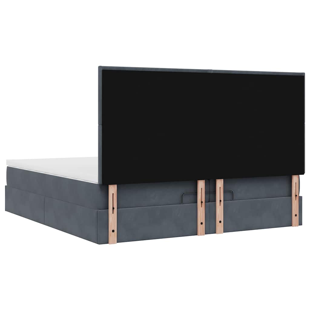Osmanský Rám Postele S Matrací Tmavě Šedý 200X200Cm Samet