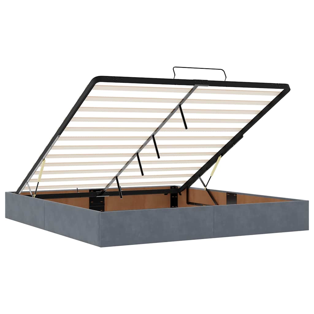 Osmanský Rám Postele S Matrací Tmavě Šedý 200X200Cm Samet