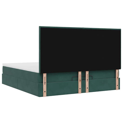Osmanský Rám Postele S Matrací Tmavě Zelená 200X200Cm Samet