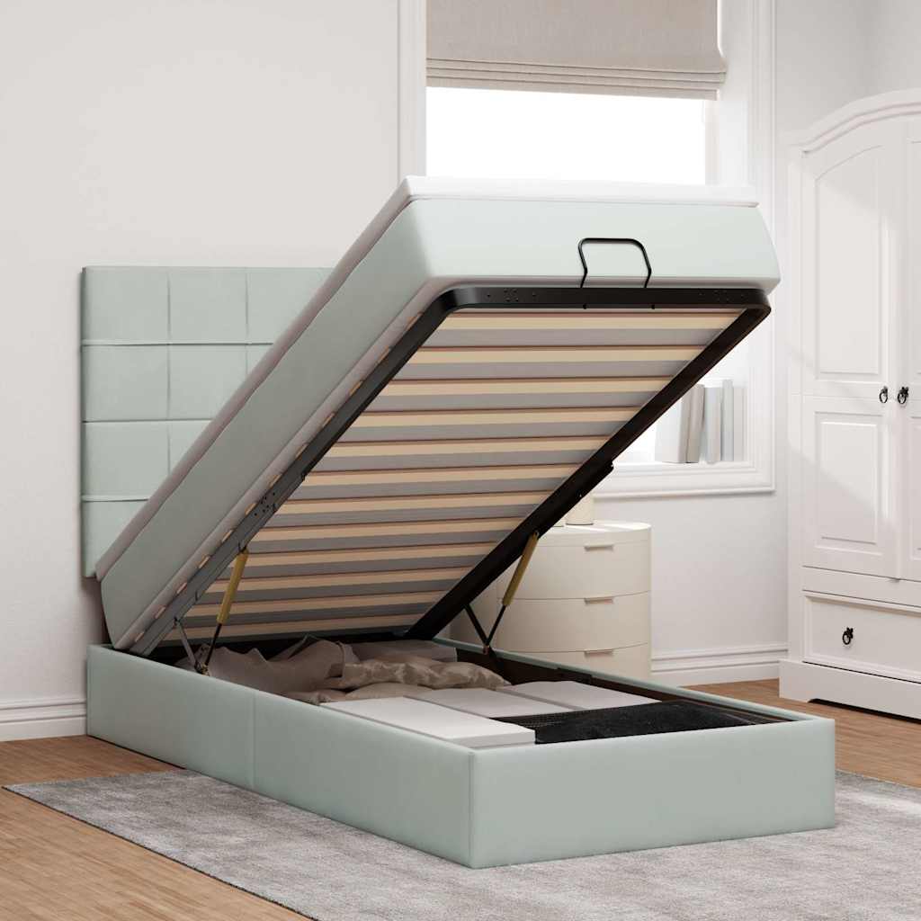 Osmanský Rám Postele S Matracemi 100X200Cm Samet Světle Šedá