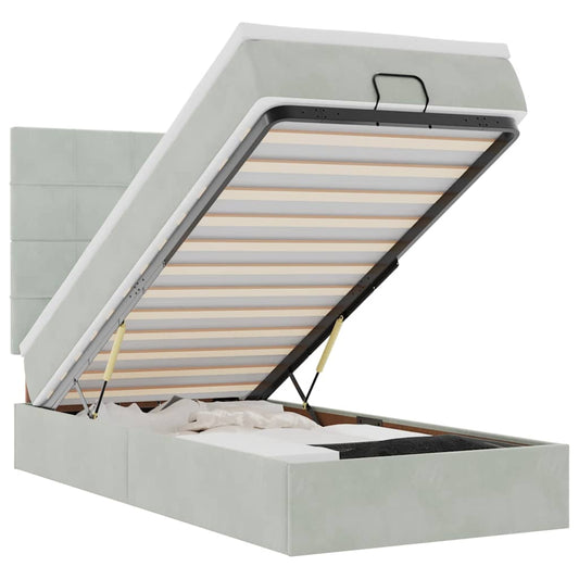 Osmanský Rám Postele S Matracemi 100X200Cm Samet Světle Šedá