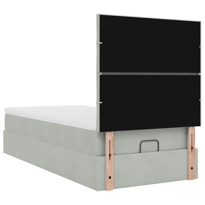 Osmanský Rám Postele S Matracemi 100X200Cm Samet Světle Šedá