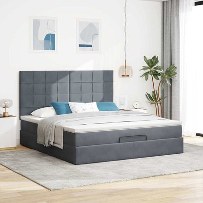 Osmanský Rám Postele S Matracíes Tmavě Šedá 160X200Cm Samet