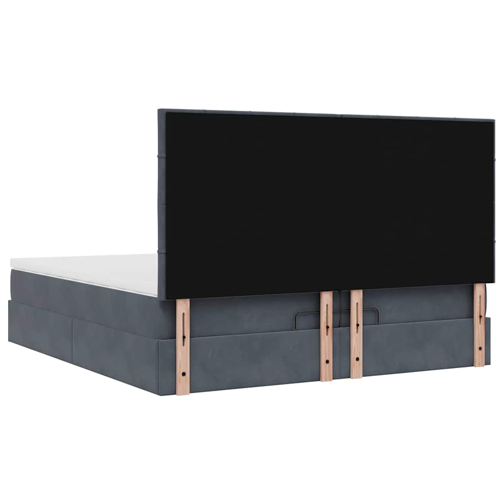 Osmanský Rám Postele S Matrací Tmavě Šedý 200X200Cm Samet