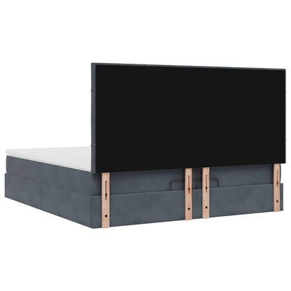 Osmanský Rám Postele S Matrací Tmavě Šedý 200X200Cm Samet