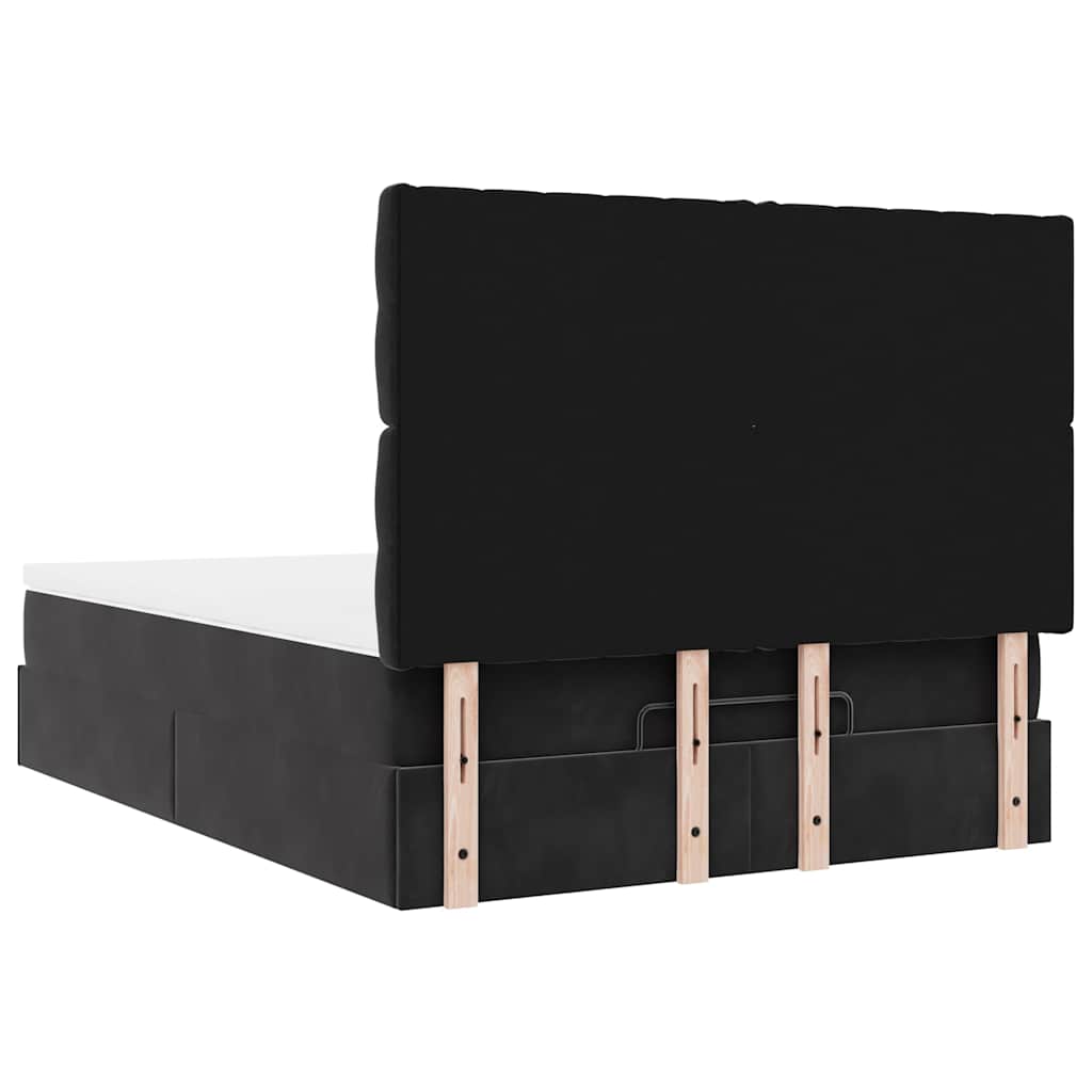 Osmanský Rám Postele S Matracemi Černá 140X200Cm Samet