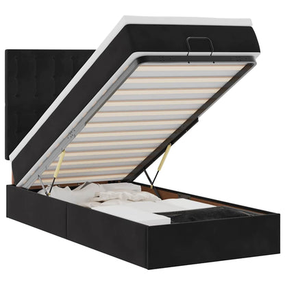 Osmanský Rám Postele S Matracemi Černá 100X200Cm Samet Černá