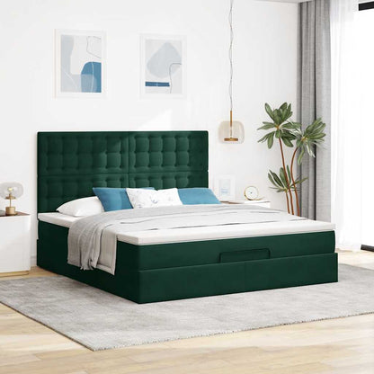 Osmanský Rám Postele S Matracíes Tmavě Šedá 160X200Cm Samet