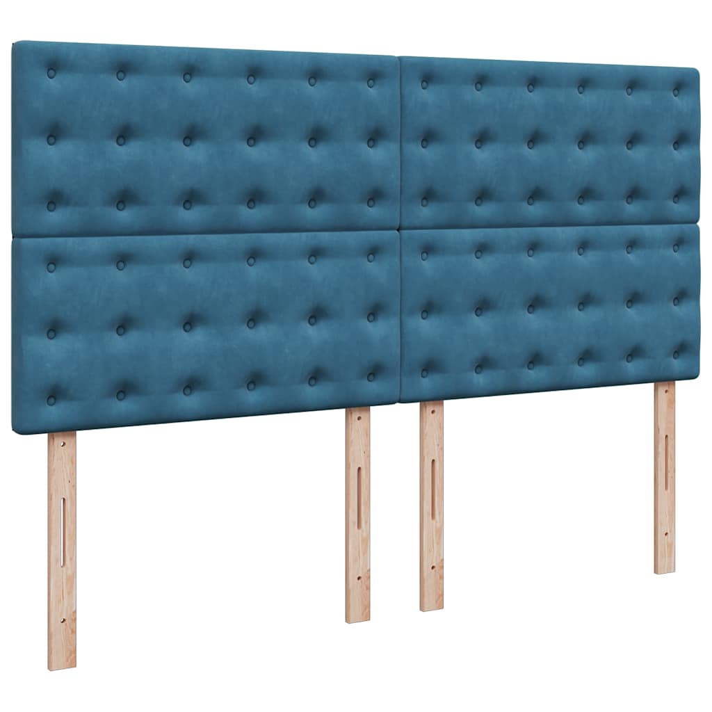 Osmanský Rám Postele S Matracíes Tmavě Modrá 160X200Cm Samet