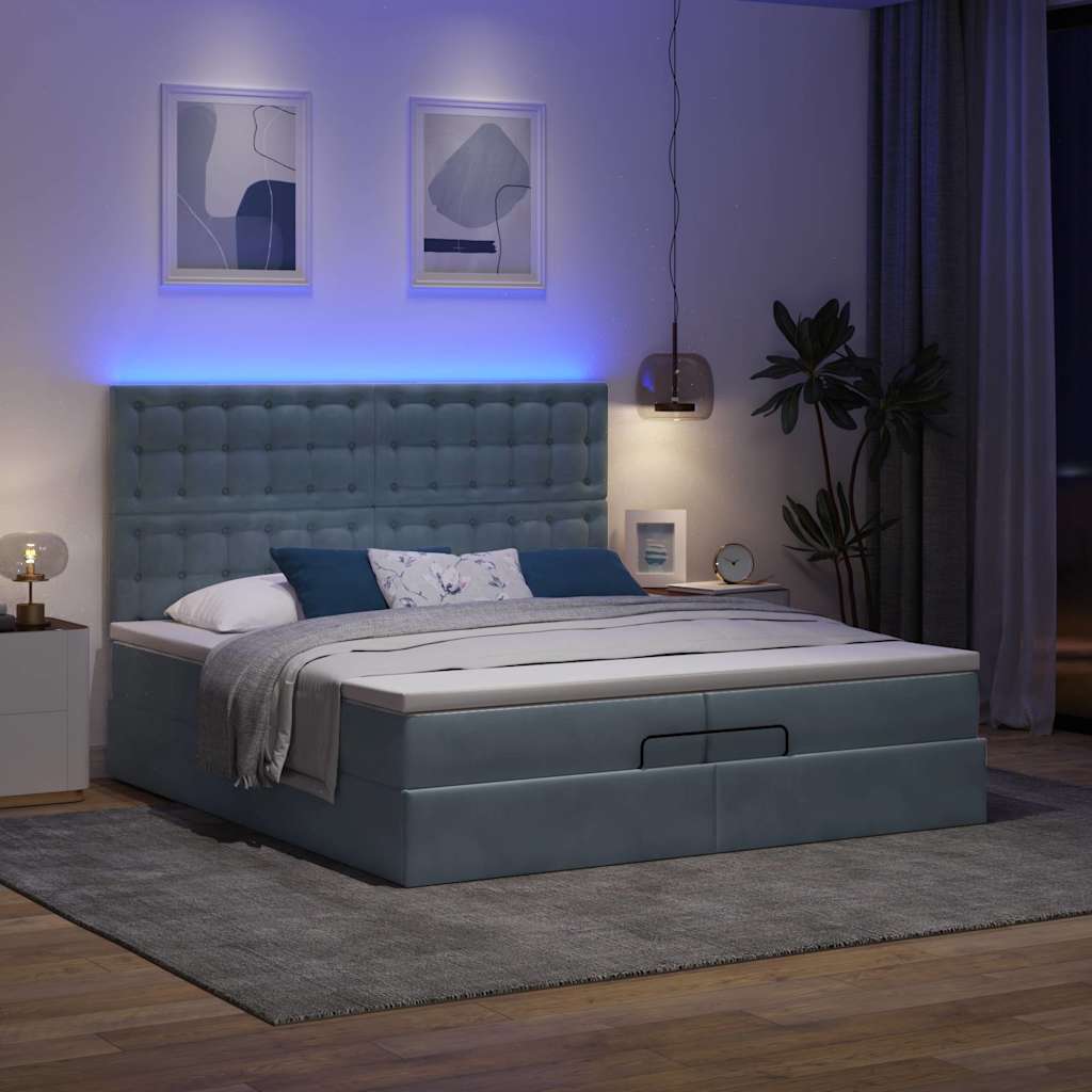 Osmanský Rám Postele S Matrací Tmavě Šedý 200X200Cm Samet