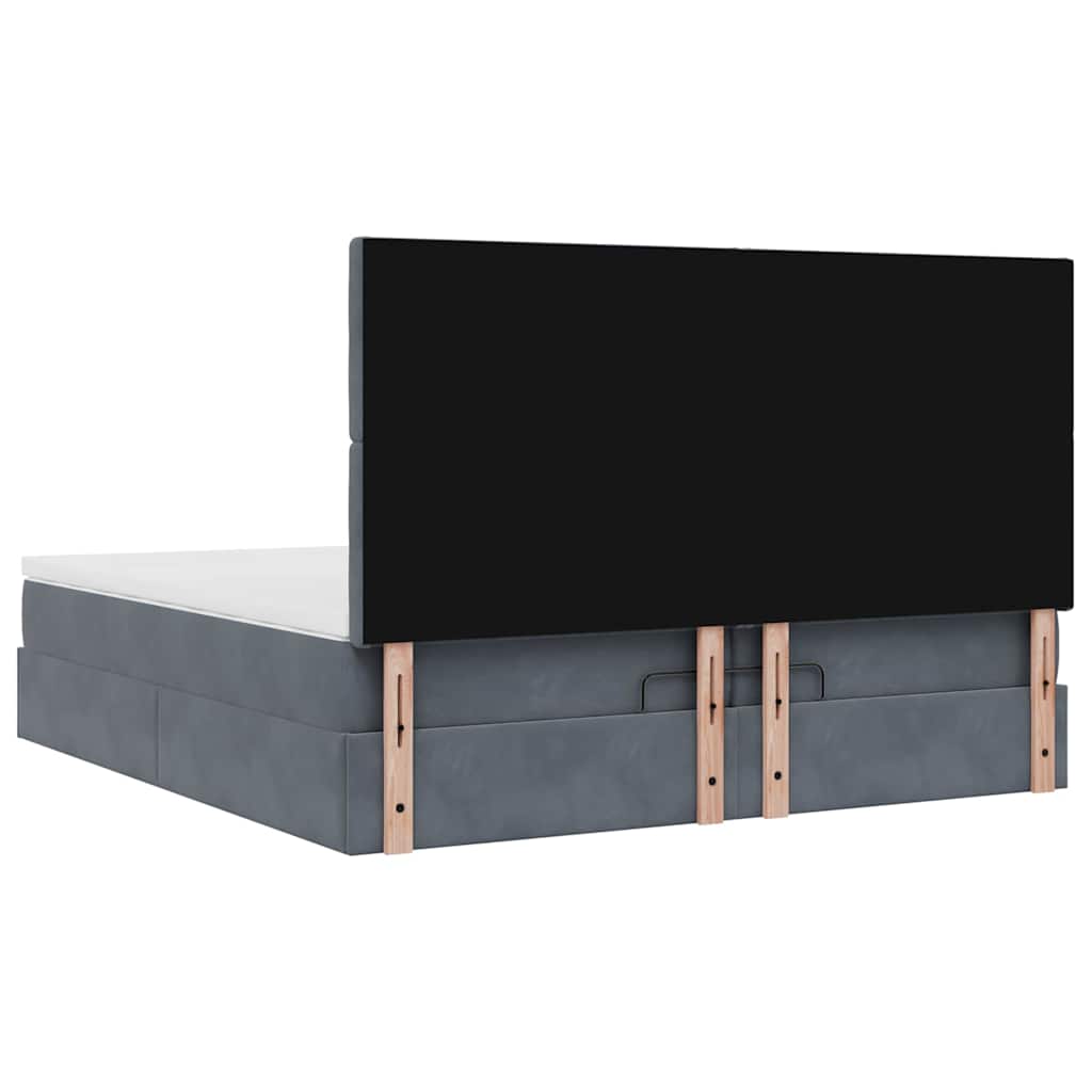 Osmanský Rám Postele S Matrací Tmavě Šedý 200X200Cm Samet
