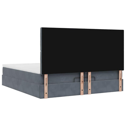 Osmanský Rám Postele S Matrací Tmavě Šedý 200X200Cm Samet