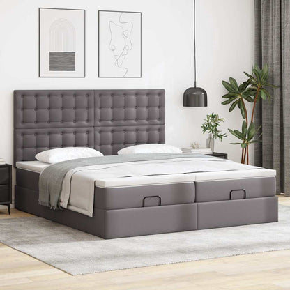 Osmanský Postel S Matracemi&Led Šedá 160X200Cm Umělá Kůže