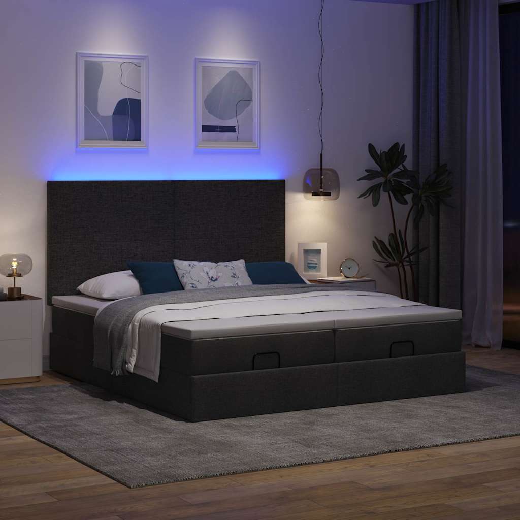 Osmanský Rám Postele S Matrací Černá 160X200Cm Textil