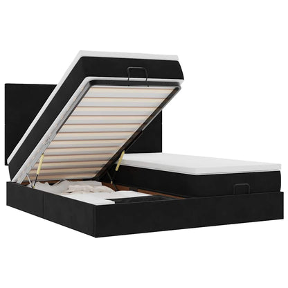 Osmanský Rám Postele S Matracíes Černá 180X200Cm Samet