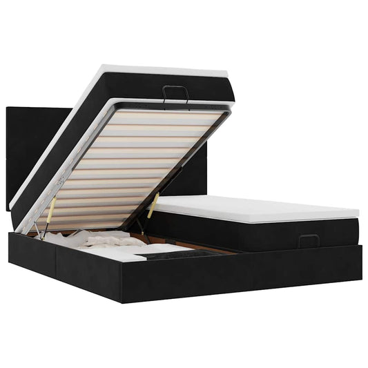 Osmanský Rám Postele S Matracíes Černá 180X200Cm Samet