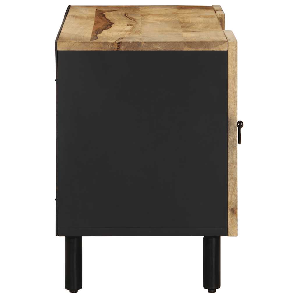 Tv Skříňka Černá 105 X 33,5 X 46 Cm Masivní Hrubý Mangovník Bílá