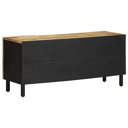 Tv Skříňka Černá 105 X 33,5 X 46 Cm Masivní Hrubý Mangovník Bílá