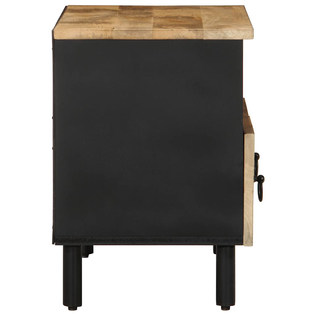 Tv Skříňka Černá 70 X 33,5 X 46 Cm Masivní Hrubý Mangovník