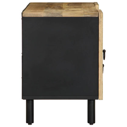 Tv Skříňka Černá 105 X 33,5 X 46 Cm Masivní Hrubý Mangovník Bílá