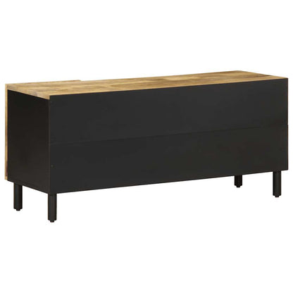 Tv Skříňka Černá 105 X 33,5 X 46 Cm Masivní Hrubý Mangovník Bílá