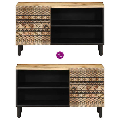 Tv Skříňka Černá 80 X 33,5 X 46 Cm Masivní Hrubý Mangovník