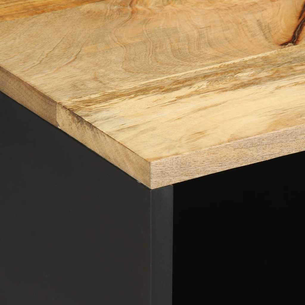 Tv Skříňka Černá 80 X 33,5 X 46 Cm Masivní Hrubý Mangovník