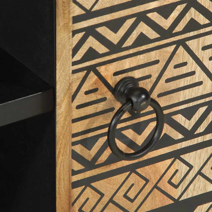 Tv Skříňka Černá 80 X 33,5 X 46 Cm Masivní Hrubý Mangovník