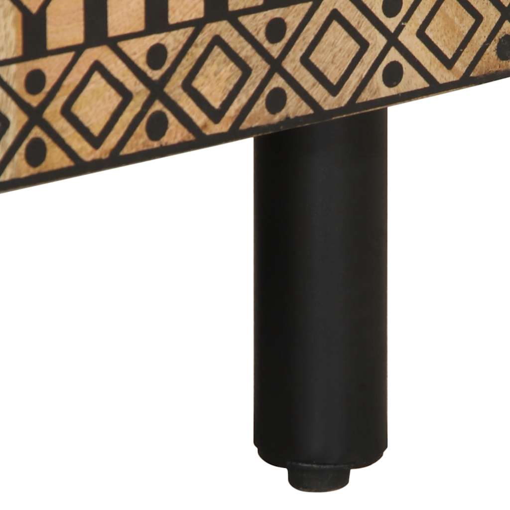 Tv Skříňka Černá 80 X 33,5 X 46 Cm Masivní Hrubý Mangovník