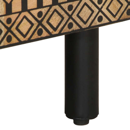 Tv Skříňka Černá 80 X 33,5 X 46 Cm Masivní Hrubý Mangovník