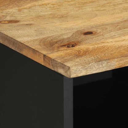 Tv Skříňka Černá 80 X 33,5 X 46 Cm Masivní Hrubý Mangovník