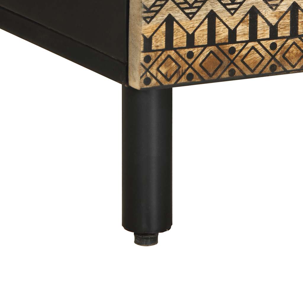 Tv Skříňka Černá 100 X 33,5 X 46 Cm Masivní Hrubý Mangovník Červená