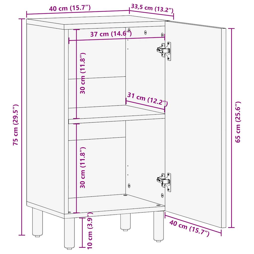 Příborník 40 X 33,5 X 75 Cm Masivní Hrubé Mangovníkové Dřevo Červená