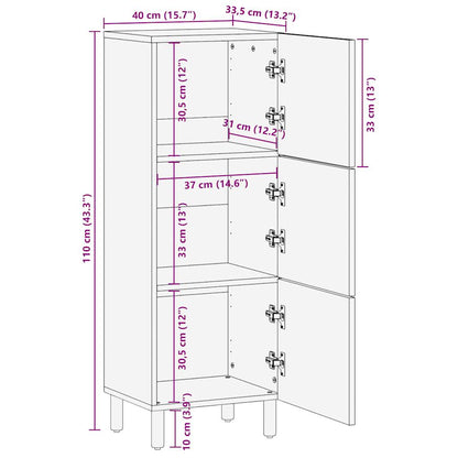 Skříň Highboard 40X33,5X110 Cm Masivní Hrubé Mangovníkové Dřevo