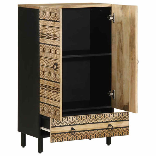 Skříň Highboard 60X33,5X110 Cm Masivní Hrubé Mangovníkové Dřevo