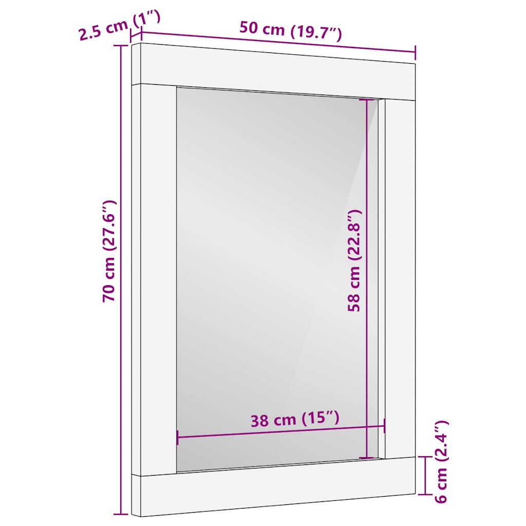 Koupelnové Zrcadlo 50 X 70 Cm Masivní Mangovníkové Dřevo A Sklo Červená