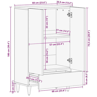 Skříň Highboard 60X33,5X100 Cm Masivní Mangovníkové Dřevo