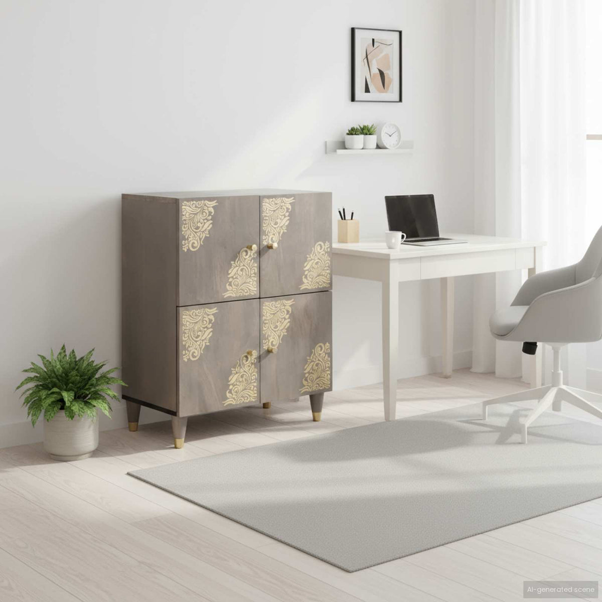 Servírovací Skříň S Policí A Zlatá 60 X 33 X 75 Cm